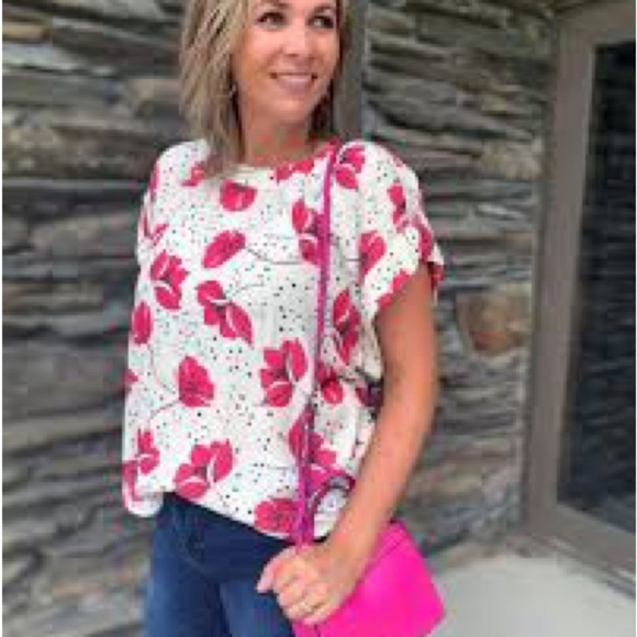 CAbi Pink Floral Boxy Top Size M - Picture 3 of 8